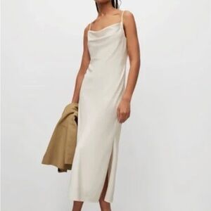 All Saints Hadley Cowl Neck Midi Slip Dress - Size US 4 - White/Cream